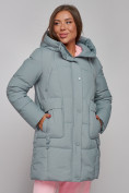 Купить Зимняя женская куртка молодежная с капюшоном бирюзового цвета 586821Br, фото 10