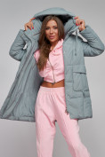 Купить Зимняя женская куртка молодежная с капюшоном бирюзового цвета 586821Br, фото 16
