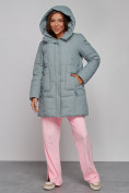 Купить Зимняя женская куртка молодежная с капюшоном бирюзового цвета 586821Br, фото 5