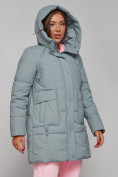 Купить Зимняя женская куртка молодежная с капюшоном бирюзового цвета 586821Br, фото 6