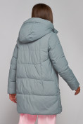 Купить Зимняя женская куртка молодежная с капюшоном бирюзового цвета 586821Br, фото 7