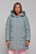 Купить Зимняя женская куртка молодежная с капюшоном бирюзового цвета 586821Br, фото 8
