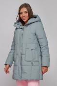 Купить Зимняя женская куртка молодежная с капюшоном бирюзового цвета 586821Br, фото 9