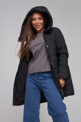 Купить Зимняя женская куртка молодежная с капюшоном черного цвета 586821Ch, фото 15