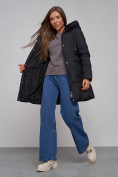 Купить Зимняя женская куртка молодежная с капюшоном черного цвета 586821Ch, фото 17