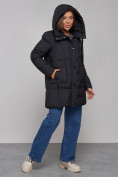 Купить Зимняя женская куртка молодежная с капюшоном черного цвета 586821Ch, фото 6
