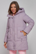 Купить Зимняя женская куртка молодежная с капюшоном розового цвета 586821R, фото 10