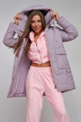 Купить Зимняя женская куртка молодежная с капюшоном розового цвета 586821R, фото 16