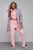 Купить Зимняя женская куртка молодежная с капюшоном розового цвета 586821R, фото 17