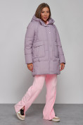 Купить Зимняя женская куртка молодежная с капюшоном розового цвета 586821R, фото 3