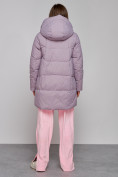 Купить Зимняя женская куртка молодежная с капюшоном розового цвета 586821R, фото 4
