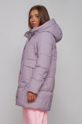 Купить Зимняя женская куртка молодежная с капюшоном розового цвета 586821R, фото 7