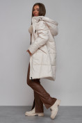 Купить Пальто утепленное молодежное зимнее женское бежевого цвета 586826B, фото 17