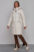 Купить Пальто утепленное молодежное зимнее женское бежевого цвета 586826B, фото 2