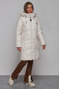 Купить Пальто утепленное молодежное зимнее женское бежевого цвета 586826B, фото 3