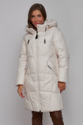 Купить Пальто утепленное молодежное зимнее женское бежевого цвета 586826B, фото 8