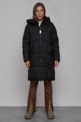 Купить Пальто утепленное молодежное зимнее женское черного цвета 586826Ch