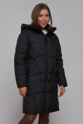 Купить Пальто утепленное молодежное зимнее женское черного цвета 586826Ch, фото 10