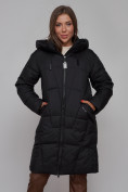 Купить Пальто утепленное молодежное зимнее женское черного цвета 586826Ch, фото 12