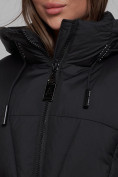 Купить Пальто утепленное молодежное зимнее женское черного цвета 586826Ch, фото 14