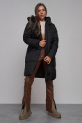 Купить Пальто утепленное молодежное зимнее женское черного цвета 586826Ch, фото 16