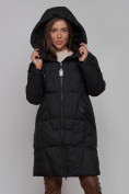 Купить Пальто утепленное молодежное зимнее женское черного цвета 586826Ch, фото 19