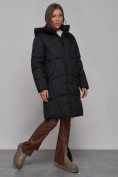 Купить Пальто утепленное молодежное зимнее женское черного цвета 586826Ch, фото 3