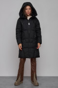 Купить Пальто утепленное молодежное зимнее женское черного цвета 586826Ch, фото 5