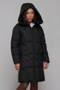 Купить Пальто утепленное молодежное зимнее женское черного цвета 586826Ch, фото 7