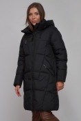 Купить Пальто утепленное молодежное зимнее женское черного цвета 586826Ch, фото 9