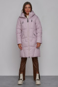 Купить Пальто утепленное молодежное зимнее женское фиолетового цвета 586826F