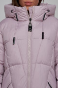 Купить Пальто утепленное молодежное зимнее женское фиолетового цвета 586826F, фото 11