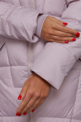Купить Пальто утепленное молодежное зимнее женское фиолетового цвета 586826F, фото 12