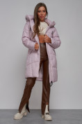 Купить Пальто утепленное молодежное зимнее женское фиолетового цвета 586826F, фото 14