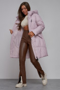 Купить Пальто утепленное молодежное зимнее женское фиолетового цвета 586826F, фото 15