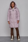Купить Пальто утепленное молодежное зимнее женское фиолетового цвета 586826F, фото 4