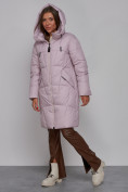 Купить Пальто утепленное молодежное зимнее женское фиолетового цвета 586826F, фото 5