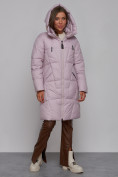 Купить Пальто утепленное молодежное зимнее женское фиолетового цвета 586826F, фото 6