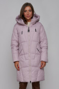 Купить Пальто утепленное молодежное зимнее женское фиолетового цвета 586826F, фото 7