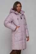 Купить Пальто утепленное молодежное зимнее женское фиолетового цвета 586826F, фото 9