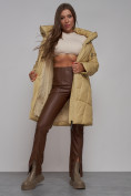Купить Пальто утепленное молодежное зимнее женское горчичного цвета 586826G, фото 15