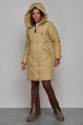Купить Пальто утепленное молодежное зимнее женское горчичного цвета 586826G, фото 6