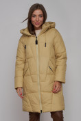 Купить Пальто утепленное молодежное зимнее женское горчичного цвета 586826G, фото 8