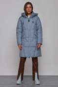 Купить Пальто утепленное молодежное зимнее женское голубого цвета 586826Gl