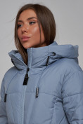 Купить Пальто утепленное молодежное зимнее женское голубого цвета 586826Gl, фото 21