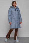 Купить Пальто утепленное молодежное зимнее женское голубого цвета 586826Gl, фото 3