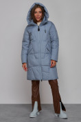 Купить Пальто утепленное молодежное зимнее женское голубого цвета 586826Gl, фото 5