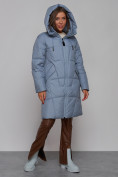 Купить Пальто утепленное молодежное зимнее женское голубого цвета 586826Gl, фото 6