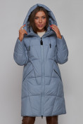 Купить Пальто утепленное молодежное зимнее женское голубого цвета 586826Gl, фото 8