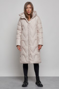 Купить Пальто утепленное молодежное зимнее женское бежевого цвета 586828B